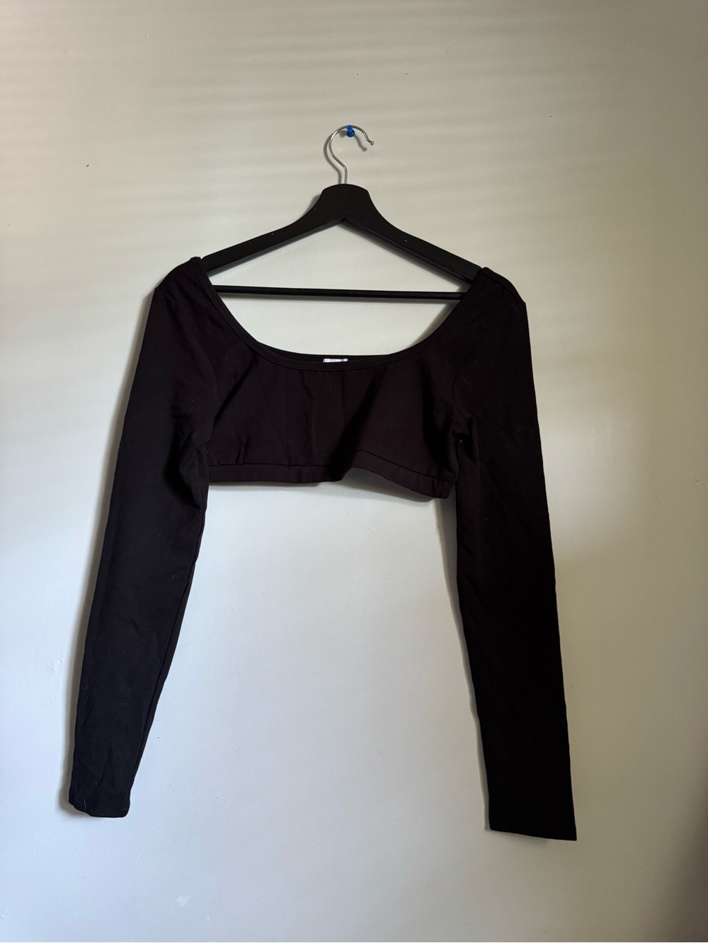 Garage Black Long Sleeve Scoop Crop Top
